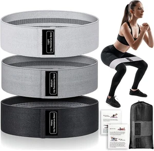 Resistance Bands for Legs and Butt Fabric Workout Exercise Loops Non-Slip Gym Bo - Picture 1 of 6