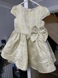 Disney Minnie Mouse Toddler Girls Beige dress with gold glitter Size 3 Uk - Picture 1 of 14