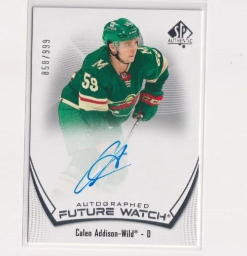 2021-22 UD SP Authentic Future Watch AUTO 133 Calen Addison /999 Minnesota Wild - Image 1 of 2