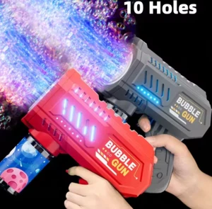 smarc01 10 Holes Children Electric Bubble Gun Rocket Soap Automatic Bubble Mach - Picture 1 of 15