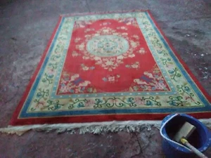 STUNNING ORIENTAL ART DECO ANTIQUE CHINESE HAND KNOTTED AUBUSSON SILK RUG 6'X10' - Picture 1 of 12
