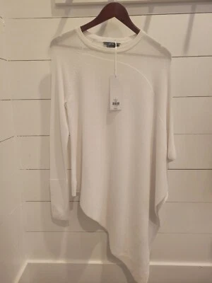 Suéter feminino Per Se lindo pulôver branco tamanho P novo $345 túnica xale tamanho grande - Imagem 1 de 4