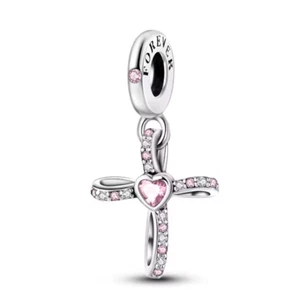 Charm Anhänger für Armband Kreuz Herz Christentum Silber plattiert Geschenkidee - Bild 1 von 3