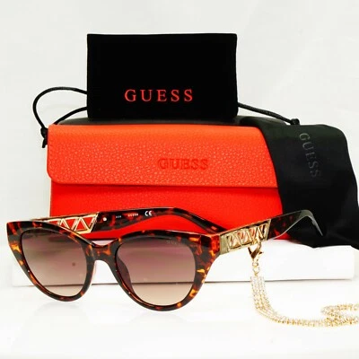 Auténticas gafas de sol para mujer GUESS oro marrón cristal diamante cadena GU 7690 52F Foto 1 de 4