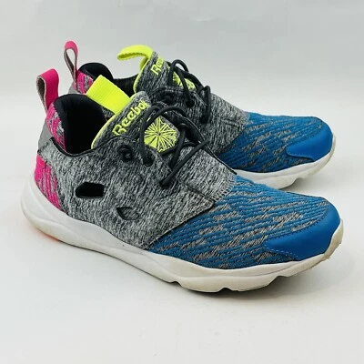 Женские современные кроссовки 7 Reebok Furylite угольно-розовые синие без шнуровки спортивные - Изображение 1 из 4
