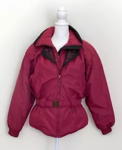Vintage CB Sports Ski Coat 80s Maroon Black Womens Sz 10 Winter Snow - Picture 1 of 16