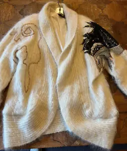 VINTAGE Oversized Embellished Mohair Sweater Coat Rare Size M Fully Lined - Picture 1 of 7