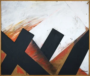 Jürgen Möbius (*1939 Großenhain), Schwarze Formflächen auf malerischem Grund - Picture 1 of 4