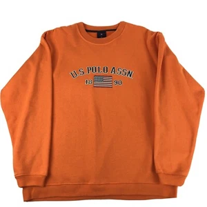 U.S. Polo Assn. Felpa manica lunga pullover grande arancione vintage - Foto 1 di 6