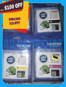 4x Pack Genuine Brother LC432 C/M/Y/K Ink Set (1BK,1C,1M,1Y) MFC-J5340dw J6940dw - Picture 1 of 2