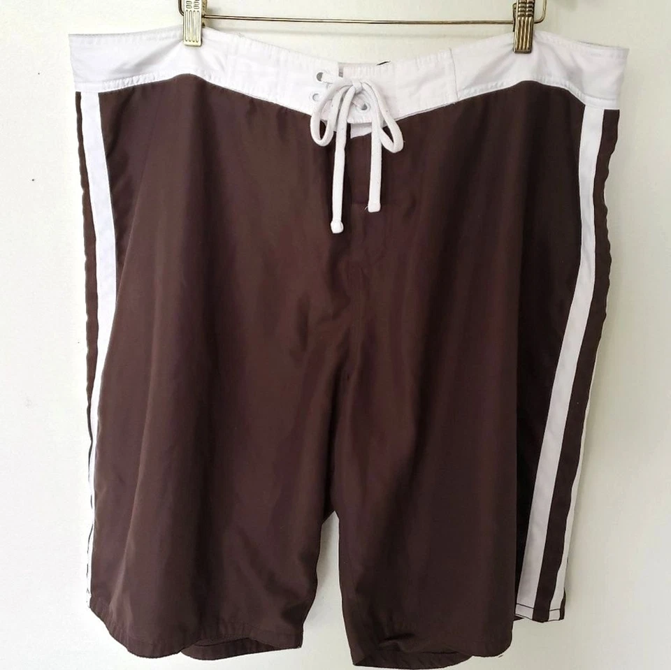 Old Navy Swim Trunks Mens Size XXL Shorts Bathing Suit Chocolate Brown & White - Image 1 of 4