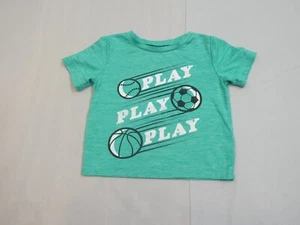 Jumping Beans Active Boys Shirt Green Sports "Play Play Play" Short Sleeve 12M - Picture 1 of 6