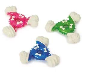 Poderoso triángulo juguete para perro de 4,5 pulgadas resistente masticable goma rebote textura única - Imagen 1 de 30