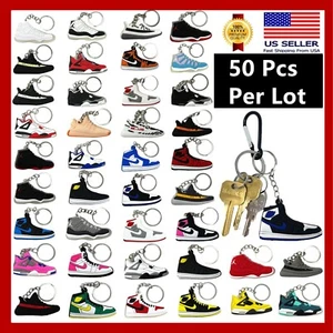 50 Pcs of 2D Sneakers Keychains Hype Beast Sneaker 2D Variety of Keychains Lot - Picture 1 of 5