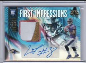 Illusions Lamar Jackson Rookie 2018 automático primera impresión 3 CLR parche 58/75 - Imagen 1 de 2