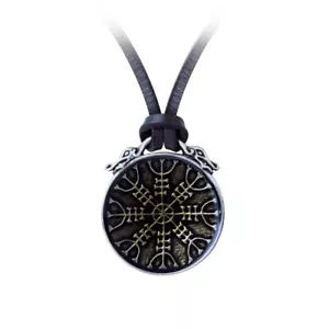 Alchemy Gothic Aegishjalmur Pendant Necklace Pewter Viking Compass Norse Runes - Picture 1 of 1