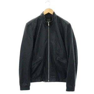 Theory Aires Nappa Drafted Zip Blouson Lamb Leather Jacket Navy Men Size XS - Picture 1 of 6