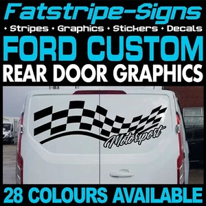 para adaptarse FORD CUSTOM CHECKER BANDERA MOTORSPORT FURGONETA CÁMPER PEGATINAS GRÁFICAS ST - Imagen 1 de 2