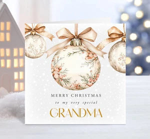Merry Christmas Personalised Xmas Card Family Mum Grandma Auntie Daughter - C145 - Picture 1 of 5