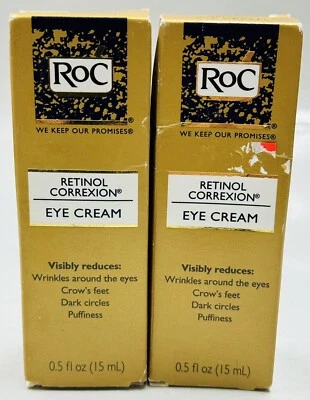 2 roc retinol correxion eye cream crows feet/dark circles/puffiness 0.5oz ea - Image 1 of 2