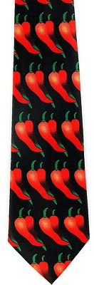 Красный двойной перец чили мужской галстук перец чили черный еда галстук подарок  - Изображение 1 из 3