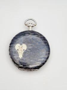 silver with gold initial full hunter union horlogere pocket watch - Picture 1 of 13