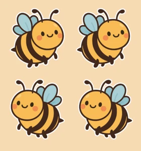 Cute Bee Wheelie Bin Car Van Wall Stickers Nursery & Kids Room Vinyl Decals x4 - Picture 1 of 2