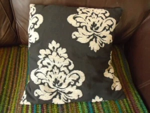 Cushion black white Floral Feather filled Vintage large 19" - Picture 1 of 4