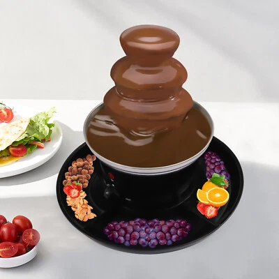 3 Tiers Luxury Chocolate Fondue Fountain Commercial Stainless Steel Maker - Image 1 of 4