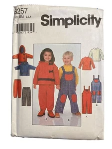 Simplicity Pattern # 8257 Toddlers Boys & Girls Overalls Jacket Pants & Top - Picture 1 of 2