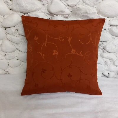Cushion Cover, Brick Red, Floral Damask, 18", Cotton Blend. - Image 1 of 4