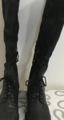 Botas de Montar Joan And David Cuero y Tela Talla 7 Negro/Gris Foto 1 de 4