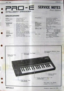 Roland PRO-E Keyboard Synthesizer Arranger Original Service Manual Booklet, 1989 - Picture 1 of 1