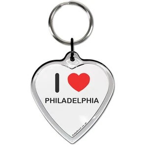 Philadelphia I Love Heart Shaped Key Ring (52mm x 36mm) - Foto 1 di 2
