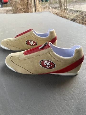 San Francisco 49ers Women,s Logo-Zipper Canvas Sneakers. Size, 10 Cover