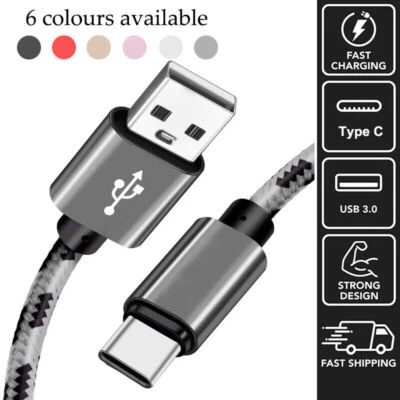 3ft 6ft 10ft Braided 3A USB C Cable USB A to Type C Fast Charging Charger Cord - Image 1 of 4