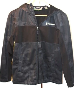 Free Country Black Camo Jacket Hoodie Child Size L 14-16 Zip Polyester Light - Picture 1 of 8