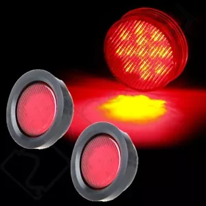 Pair Sealed 2.5" Round Trailer Clearance and Side Marker Light - Red - 13LED - Picture 1 of 11