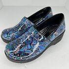 Easy Street Womens Laurie Blue Slip Resistant Non-Marking Paisley Size 8WW Clogs