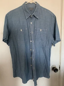 L.L bean men Blue short sleeve casual button up shirt size large - Picture 1 of 3