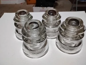 LOT OF 4 Whitall Tatum No. 1 Made In USA  Clear Glass Insulators 1 Tiny Chip  - Picture 1 of 15