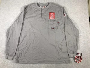 Walls FR T-Shirt Sz XL Flame Resistant Long Sleeve Henley Gray Workwear NWT - Picture 1 of 13