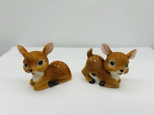Vintage Pair Homco Baby Deer Fawns Playful Ceramic Figurines #1473 - Picture 1 of 11
