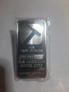 10 troy oz silver bar in plastic sleeve. Pan American Silver Corp. - Picture 1 of 3