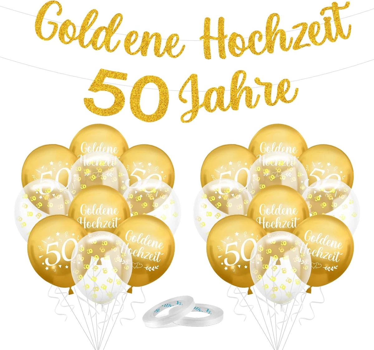 Amscan 50 Jahre Goldene Hochzeit Konfetti – Metallic, Goldgeprägt – Für Tischdekoration & Einladungen