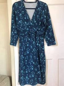 Land's End Kleid türkis blau grün Jersey Faux Wickel Langarm Größe Small UK 10 - Bild 1 von 5