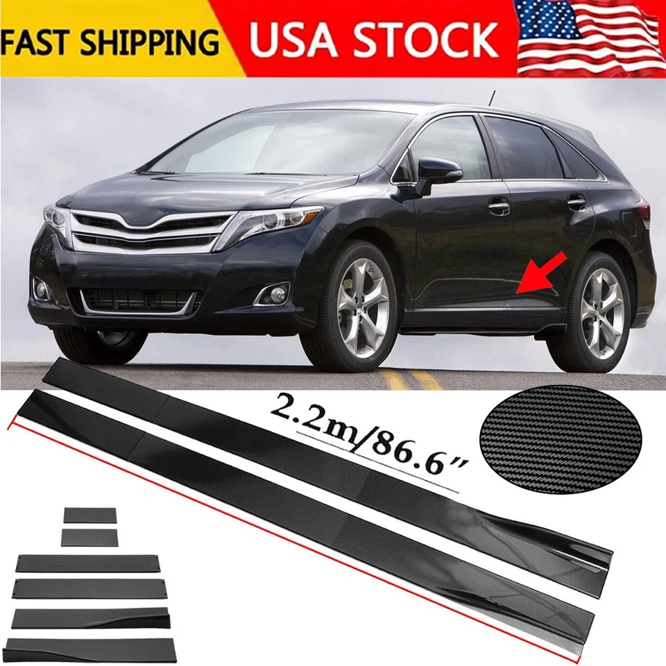 Carbon Fiber 86.6inch Side+Skirt Extensions Rocker Panel For Toyota-Venza-2013 - Image 1 of 4