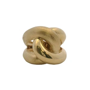 Half Brushed Satin Half Polished Knot Cocktail Ring Size 8.5 14kt Yellow Gold - Picture 1 of 5