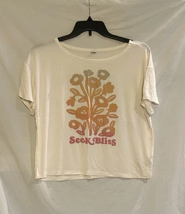 Old Navy Womens Medium Sunday Sleep Ivory Seek Bliss Modal Short Sleeve Top - Picture 1 of 11