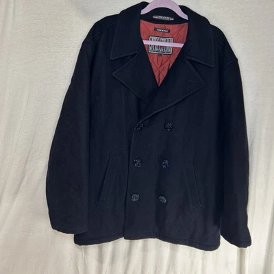 Vintage Structure Blue Pea Coat Blazer Mens Sz Large Made In Italy Wool - Image 1 of 4